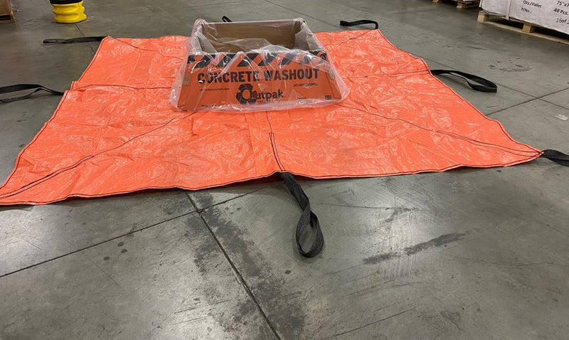 Outpak Sling Tarp Supporting a Concrete Washout